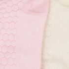 Girls' Soft Pastel Pink and Cream White Regular Fit Textured Ankle Socks Pack of 2, ऑफ व्हाइट, small image number null