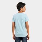 Boys Light Blue Round Neck Graphic Print Regular T-Shirt, हल्का नीला, small
