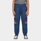 Girls Blue Jogger Fit Embroidered Cargo Jeans, मध्यम नीला, small
