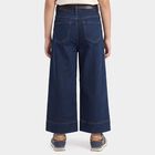 Girls' Navy Blue Wide Leg Seam Detail Jeans, मध्यम नीला, small