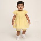 Infants' Soft Yellow Smocked Embroidered Casual Frock, पीला, small image number null
