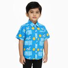 Boys Bright Sky Blue Cotton Half Sleeve Classic Collar Casual Shirt, रॉयल ब्लू, small image number null