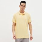 Men's Pale Yellow Polo Collar Casual T-Shirt, Yellow, small
