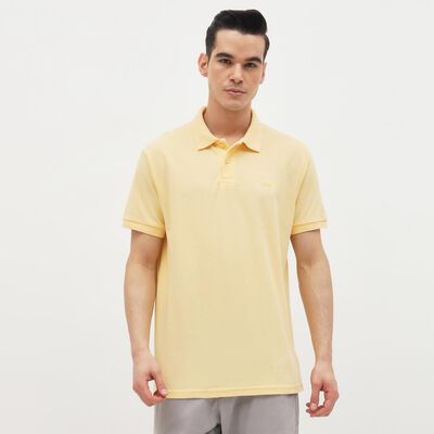 Men's Pale Yellow Polo Collar Casual T-Shirt