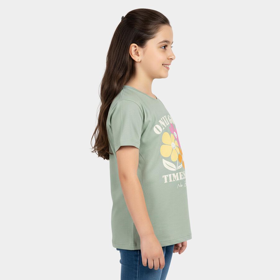 Girls' T-Shirt, हल्का हरा, large