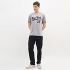 Men's Light Grey Cotton Round Neck Casual T-Shirt, Light Grey, small