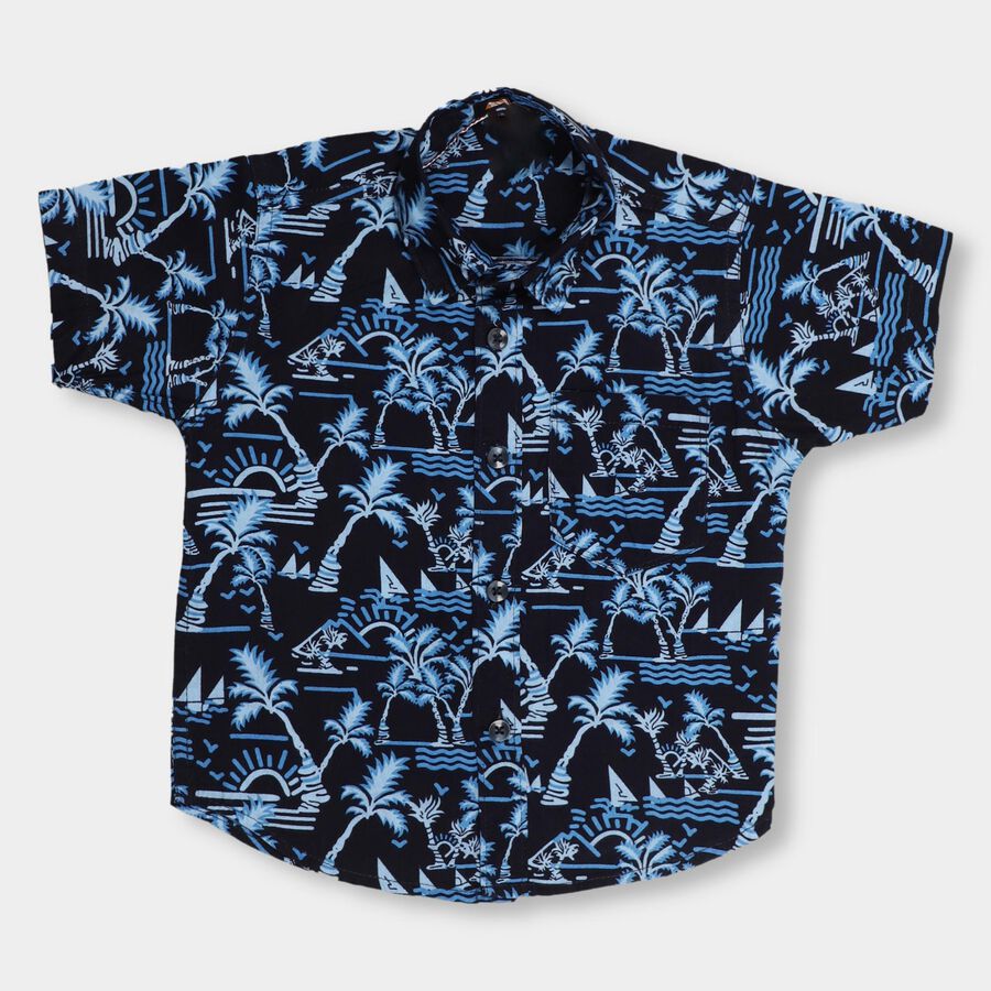 Boys' 100% Cotton Casual Shirt , नेवी ब्लू, large image number null