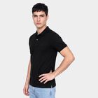 Men's Black Polo Neck Polo T-Shirt, Black, small