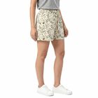 Women's Cream Regular Fit Floral Print Shorts, Off White, small