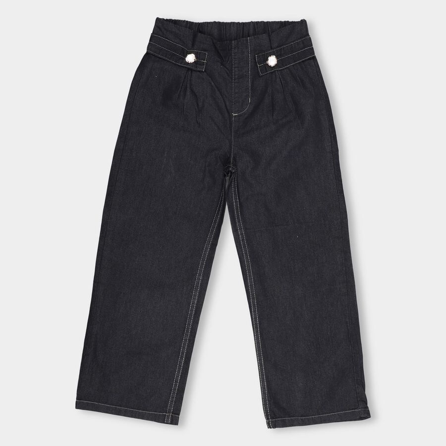 Girls Regular Fit Pull-Up Jeans, काला, large image number null