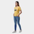 Women's Yellow Round Neck Casual T-Shirt, Yellow, small