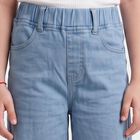 Girls' Light Blue Wide Leg Frayed Hem Jeans, Mid Blue, small
