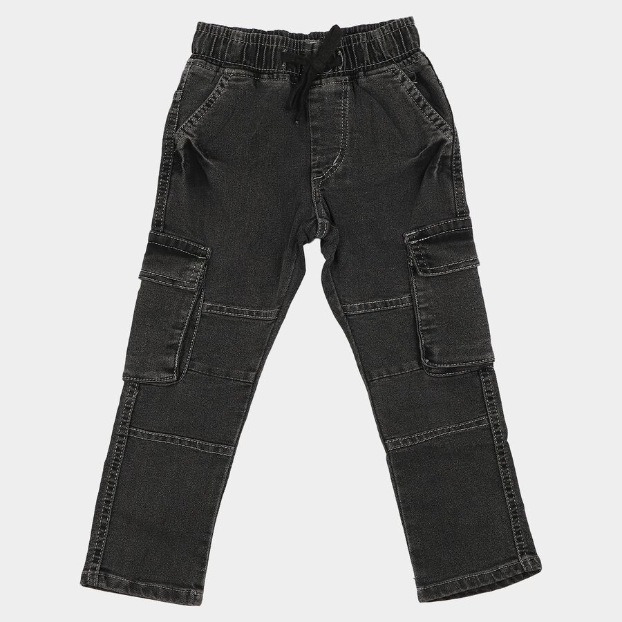 Boys' Dark Grey Relaxed Fit Cargo Jeans, Dark Grey, large