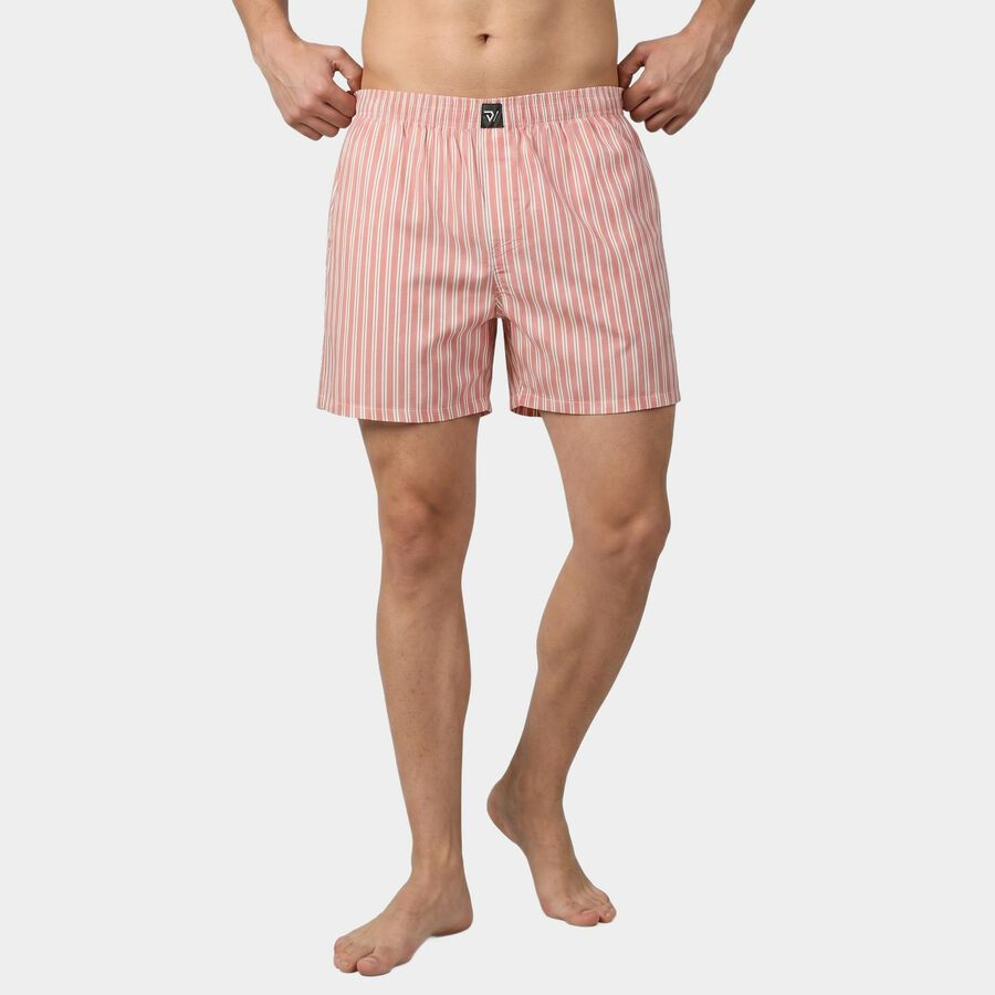 Men's Pink Relaxed Fit Striped Boxer Shorts, हल्का गुलाबी, large