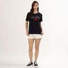 Women's Jet Black Cotton Round Neck Casual T-Shirt, काला, small image number null