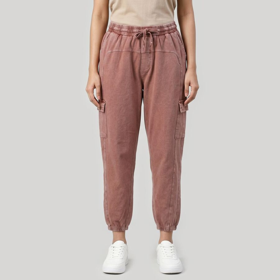 Women's Pink Regular Fit Solid Track Pants, Light Pink, large