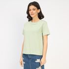 Ladies' 100% Cotton Round Neck T-Shirt, Light Green, small