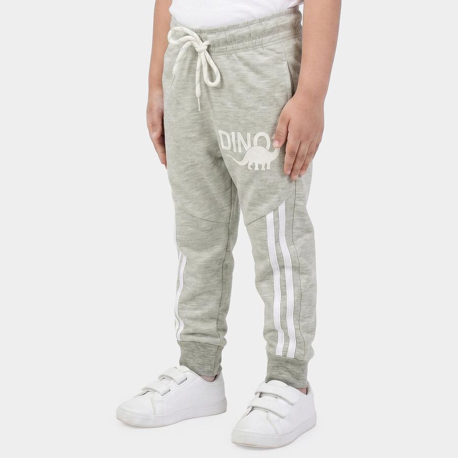 Boys Grey Jogger Graphic Printed Pyjama, Melange Light Grey, large