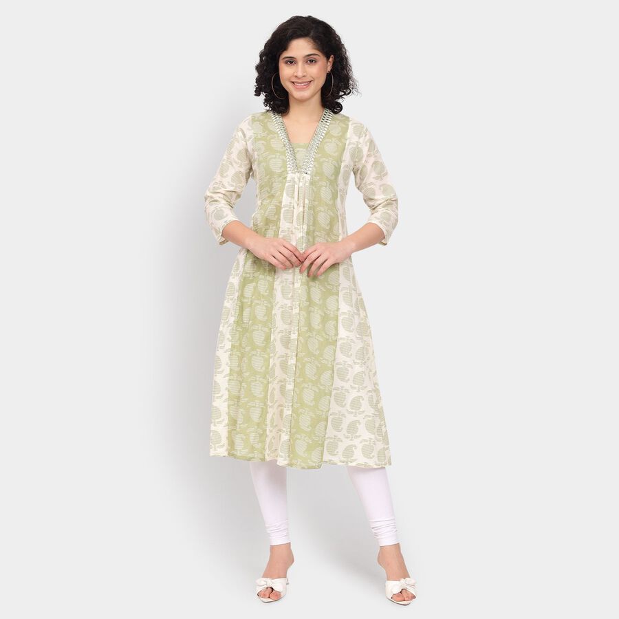 Ladies' Cotton Kurta, Light Green, large image number null