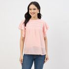 Women's Bright Pink Round Neck Casual Top, Pink, small