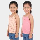 Girls Coral Cotton Round Neck Quilted Vest, Coral, small