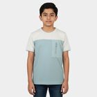 Boys Light Blue Round Neck Casual T-Shirt, Light Blue, small