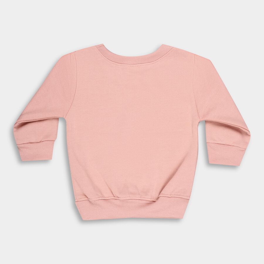 Infants Soft Dusty Pink Crew Neck Casual Sweatshirt, गुलाबी, large image number null
