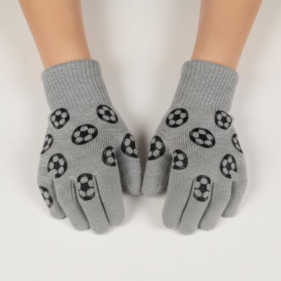 Boys' Gloves, Light Grey, large image number null