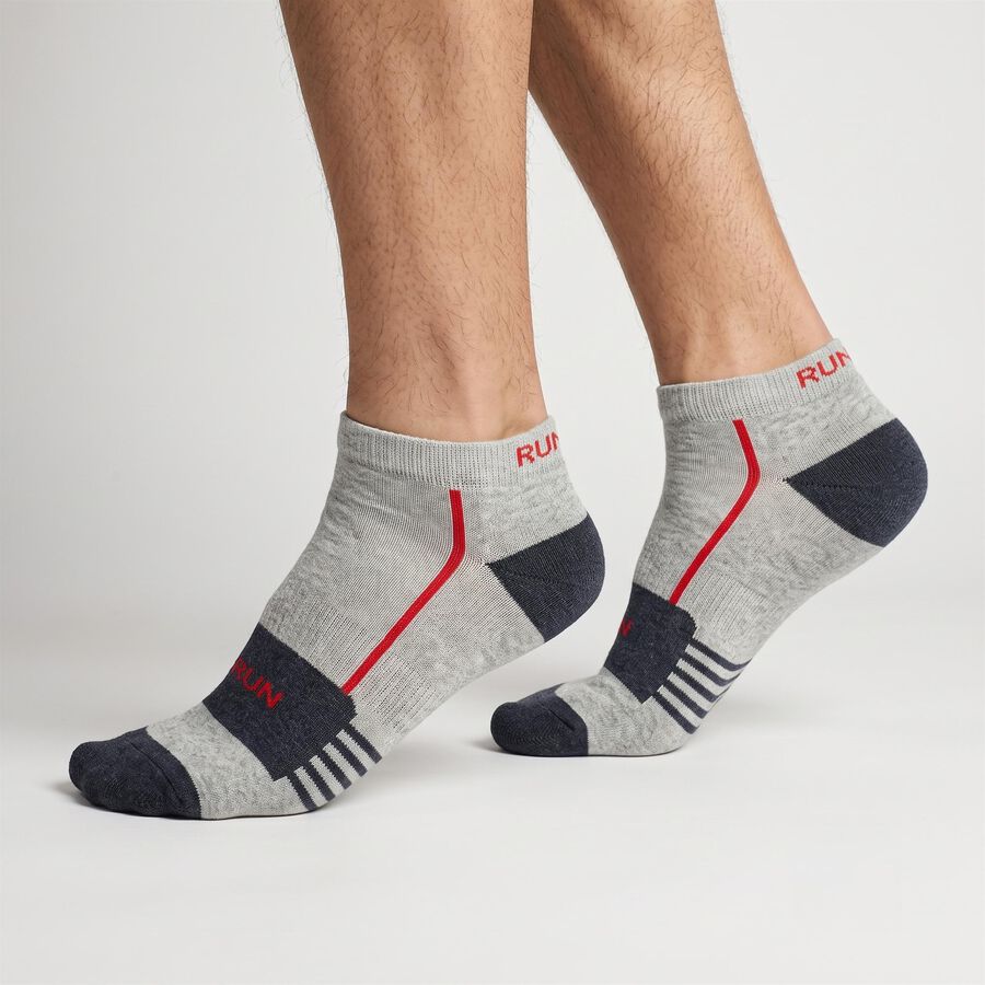 Men's Regular Fit Text Print Pack of 3 Socks ( Black, Grey, Blue ), काला, large