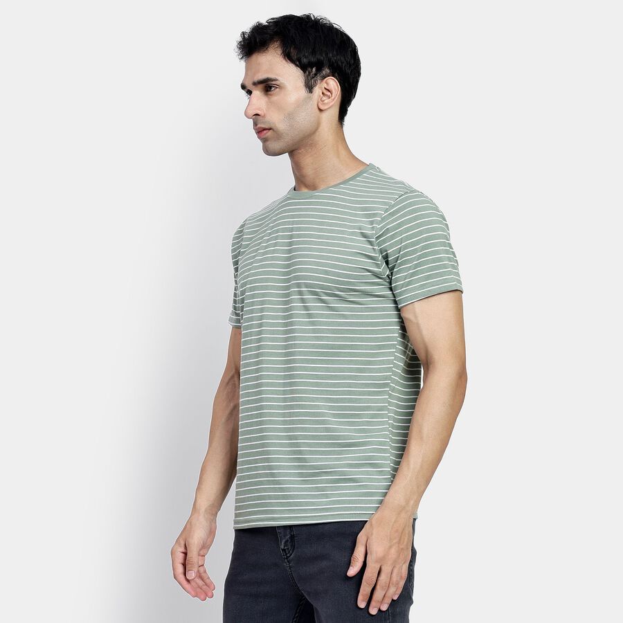 Men's Round Neck Half Sleeves T-Shirt, Light Green, large image number null