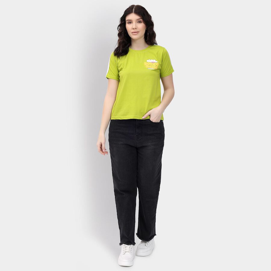 Ladies' Round Neck T-Shirt, Neon Green, large