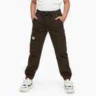 Boys' Dark Olive Green Cargo Fit Elastic Waist Trousers, ओलिव, small image number null