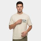 Men's White Cotton Round Neck Regular T-Shirt, Off White, small
