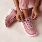 Women's Pink Lace-Up Sneakers, गुलाबी, small