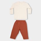 Infants' Beige Cotton Round Neck Graphic Baba Suit, गहरा पीला, small image number null