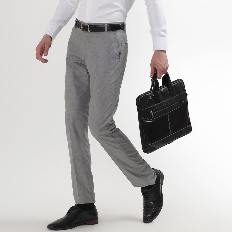 Men's Slim Fit Formal Trousers, हल्का ग्रे, large image number null