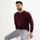 Men's Deep Burgundy Crew Neck Casual Sweatshirt, Wine, small image number null