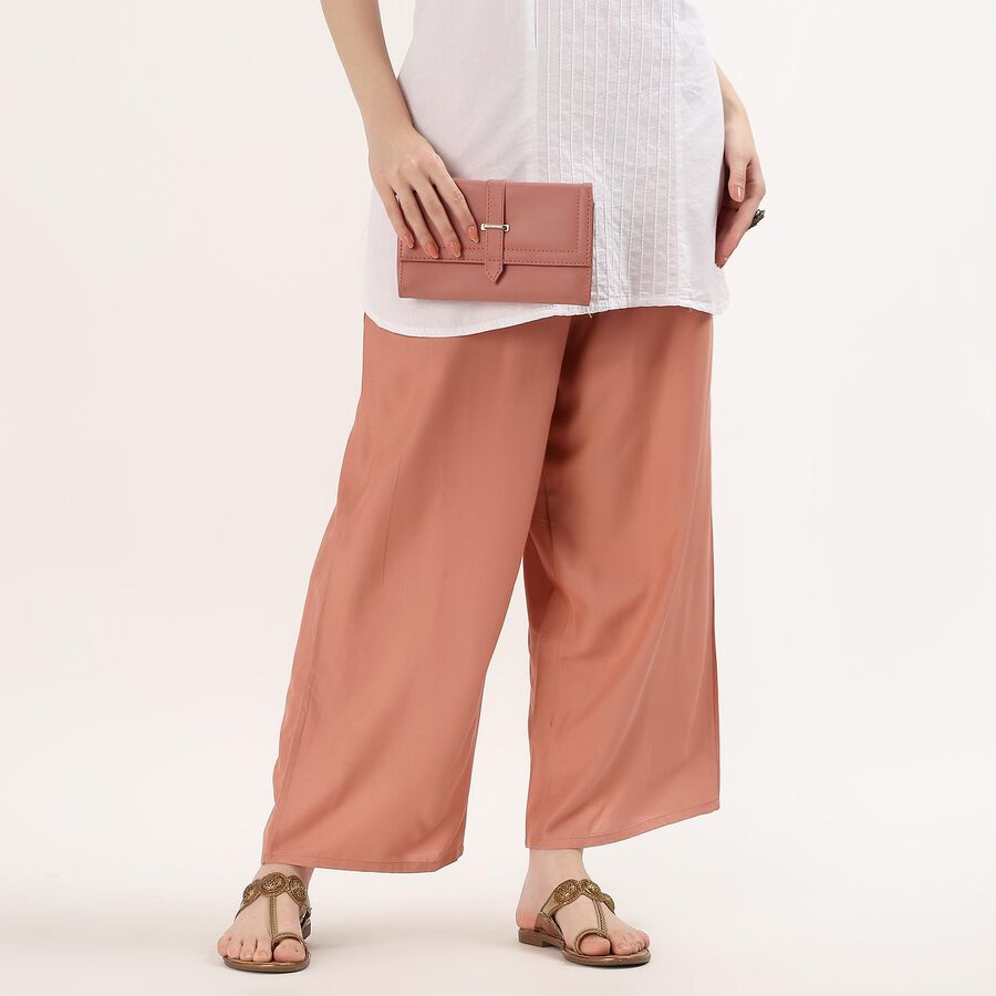 Women's Maroon Wide-Leg Printed Tie-Up Palazzos, गुलाबी, large