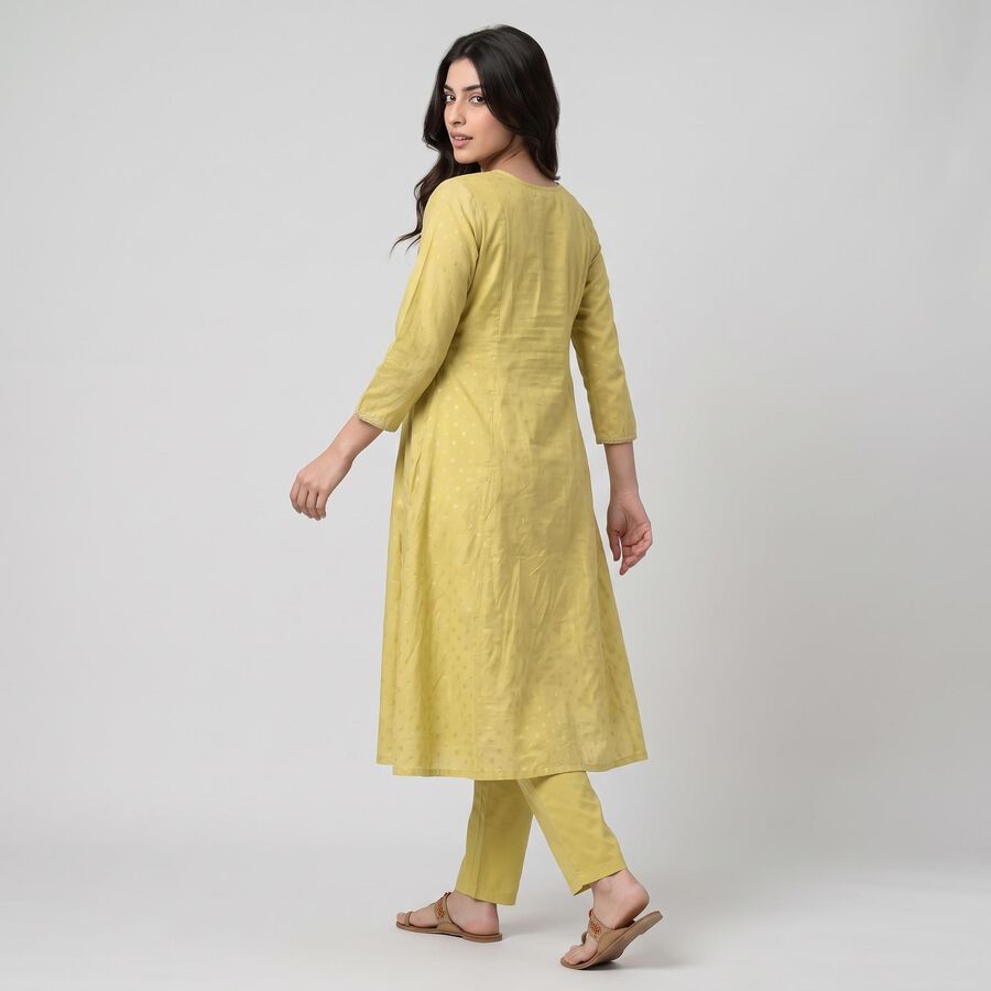 Women's Light Green Notch Neck Embellished Kurta, Light Green, large