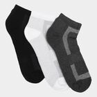 Men's Ankle Length Pack of 3 Socks ( Grey, White, Black ), काला, small