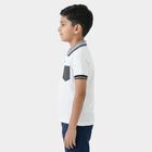 Boys White Cotton Round Neck Casual Half Sleeve T-Shirt, White, small