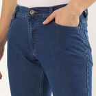 Men's Deep Indigo Blue Skinny Fit Jeans, मध्यम नीला, small