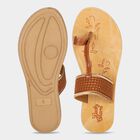 Women's Tan Thong Slip-On Flat Sandals, टैन, small