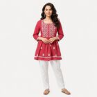 Women's Pink Cotton Straight Kurta, गुलाबी, small