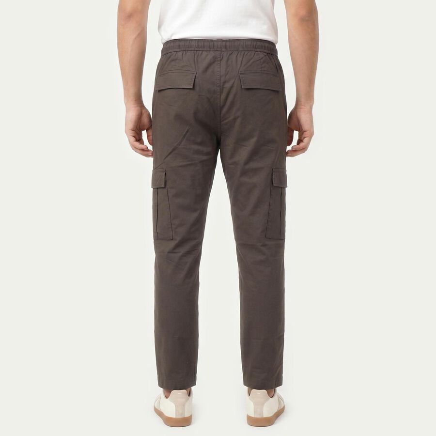 Men's Slim Fit Casual Trousers, Dark Grey, large