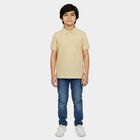 Boys Beige Polo Neck Polo Boys T-Shirt, गहरा पीला, small