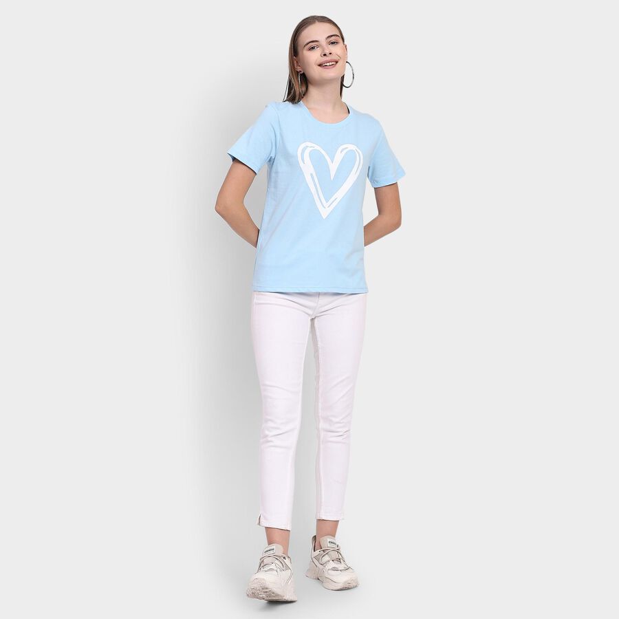 Ladies' Round Neck T-Shirt, हल्का नीला, large image number null