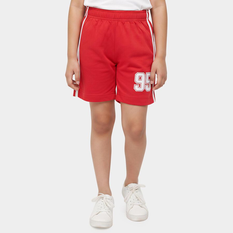 Girls Pink Regular Fit Sports Shorts, गुलाबी, large