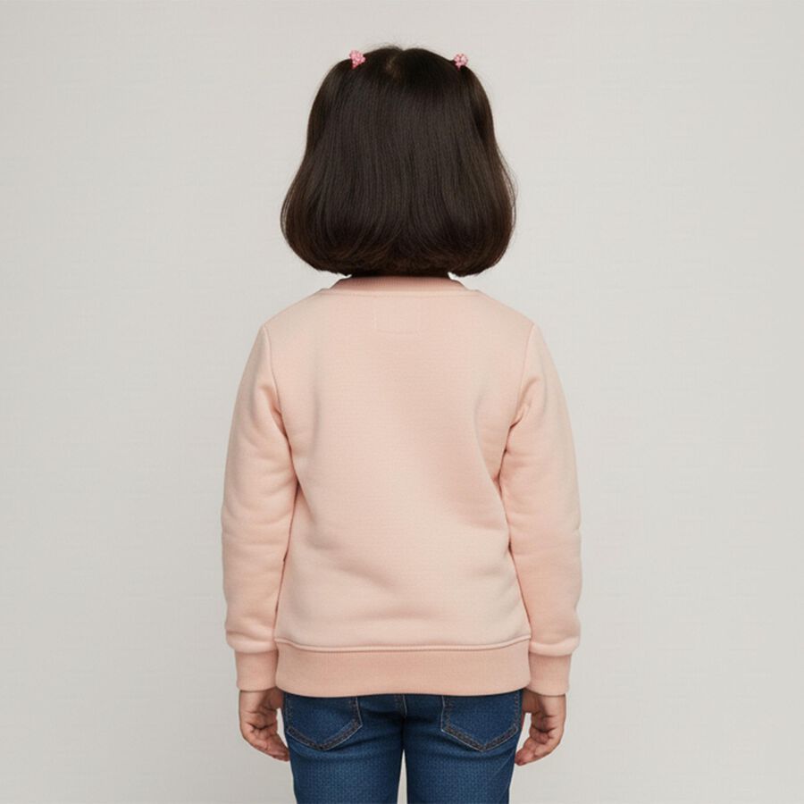 Girls Light Pink Crew Neck Casual Sweatshirt, Light Pink, large image number null