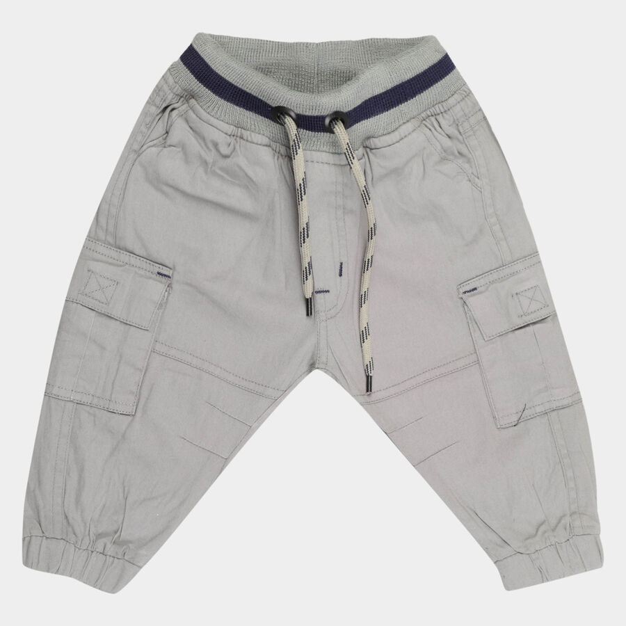 Infants Cotton Solid Trousers, Light Grey, large image number null